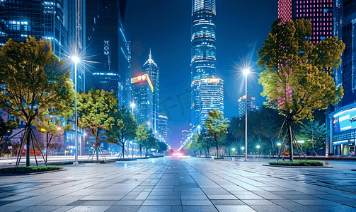 上海陆家嘴金融区城市夜景灯光