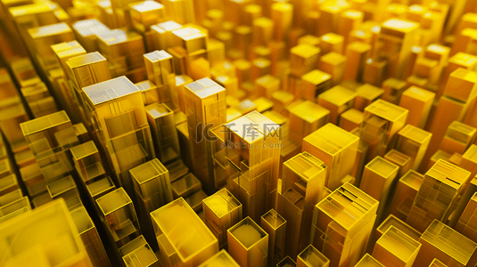 科幻城市背景图片_金色立方体商务科技感抽象背景11