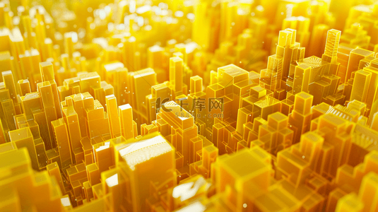 科幻城市背景图片_金色立方体商务科技感抽象背景20