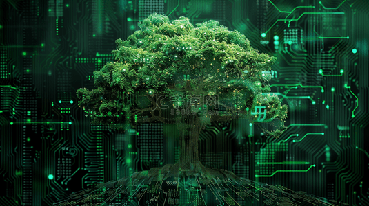 绿色高科技数据编程树木的背景1