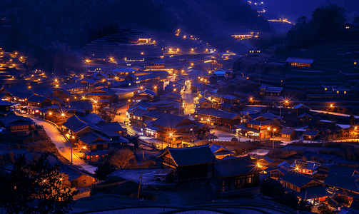 贵州夜景摄影照片_西江苗寨夜景