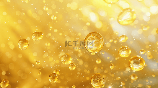 水分子ai背景图片_医美气泡分子水珠透明光亮金色背景图