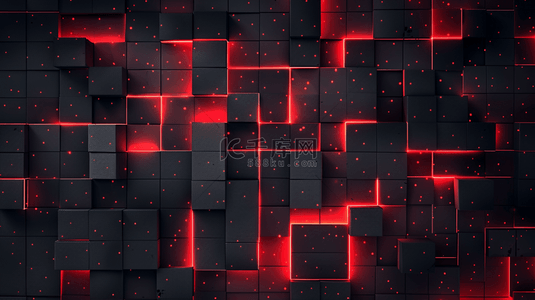 红背景渐变背景图片_红黑色方块流线艺术抽象商务的背景1