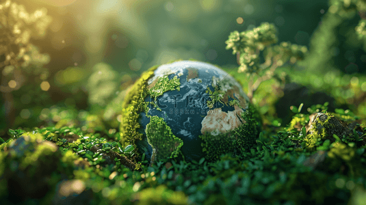 地球圆球背景图片_绿色草地发芽阳光下地球的背景2