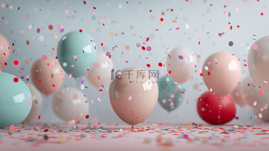 彩色气球彩带节日聚会的背景19