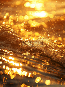 金色波光粼粼的水面背景7