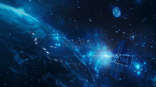 深蓝色星光闪耀流线线条卫星接收器背景14