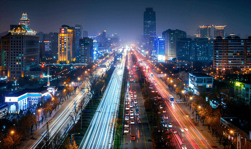 下班倒计时摄影照片_忙碌北京北二环夜景车流