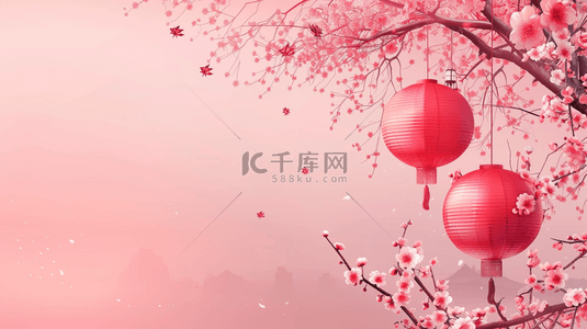 中国风雄伟免费背景图片_粉色中国风盛开的樱花背景3