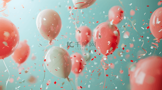 聚会背景图片_彩色气球彩带节日聚会的背景16