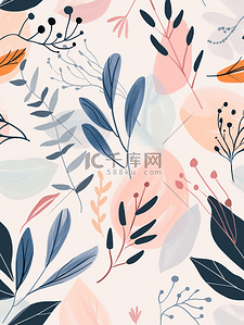 彩色清新树叶花朵叶片纹理的背景2