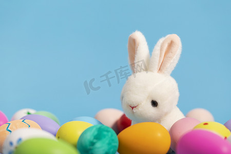 兔子彩蛋复活节蓝色图片