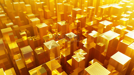 金色立方体商务科技感抽象背景8