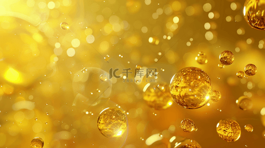 医美金色气泡分子水珠透明光亮背景图片
