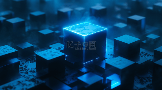 蓝色科技方块背景背景图片_蓝色科技晶体方块立体商务的背景7
