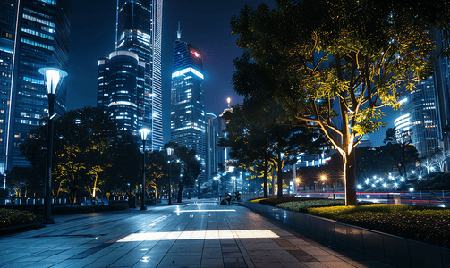 上海陆家嘴金融区城市夜景灯光