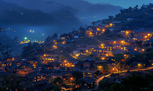 夜晚唯美摄影照片_西江苗寨夜景