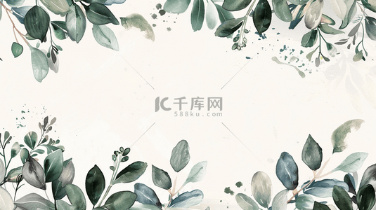 小绿叶装饰边框背景图片_彩色手绘植物装饰边框背景16
