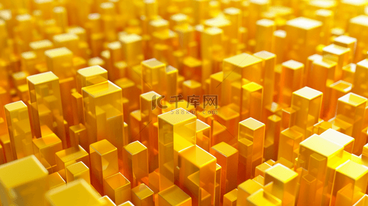 科幻城市背景图片_金色立方体商务科技感抽象背景15