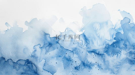 水彩手绘花卉背景图片_蓝色抽象手绘背景2