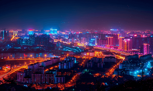 天空摄影照片_郑州东城市夜景