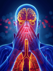 呼吸医疗背景图片_头痛症状呼吸内科