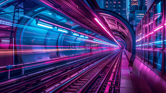 城市地铁轨道背景图片_彩色星光光线汇聚城市轨道地铁的背景24