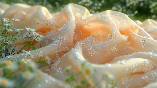丝绸丝巾鲜花立体描绘摄影照片图片