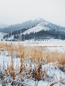 草场图片摄影照片_一望无际的雪山草原