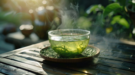 绿色茶壶摄影照片_绿色茶叶浸泡的摄影11高清图片