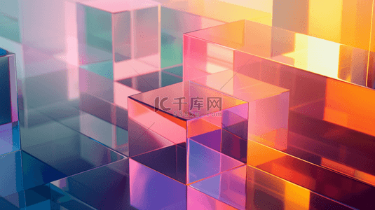 商务彩色背景背景图片_彩色晶莹透亮方块艺术抽象商务的背景3