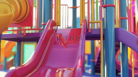 投影滑梯背景图片_户外游乐场里彩色滑梯的背景8