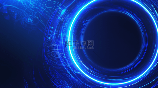 商务科技光线背景图片_蓝色商务科技感圆环简约背景11