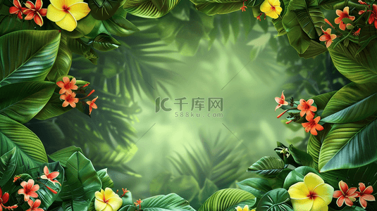 边框装饰叶子背景图片_绿色植物装饰叶子边框背景18