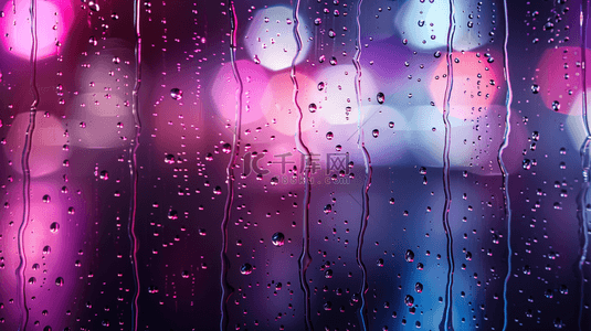 彩色灯光玻璃上雨季下雨的背景4