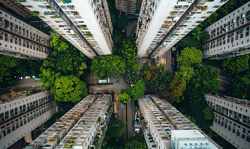 城市cbd住宅楼楼盘航拍