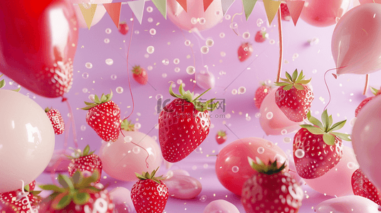 彩色粉色唯美草莓气球场地的背景1