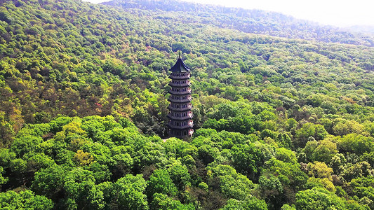 航拍南京地标中山陵灵谷寺景区