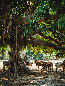 大榕树图片摄影照片_大榕树下的牧牛人