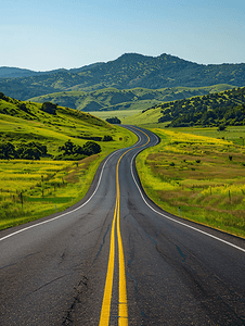 马路道路风景摄影照片_318国道风景