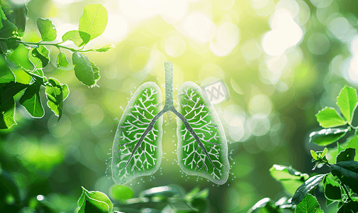 绿色低碳背景摄影照片_绿色环保呼吸内科
