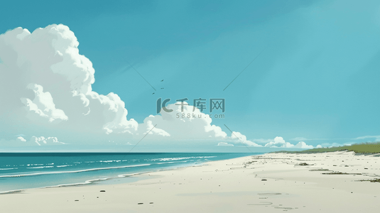 蓝天白云下大海沙滩的背景8