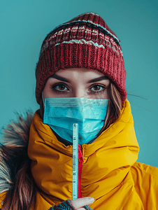 宣传疫情摄影照片_疫情防护被测量体温的都市女性