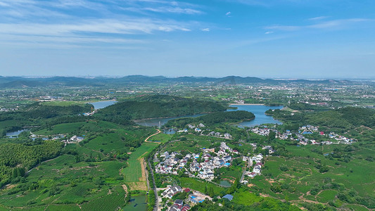 航拍祖国山河自然风景青山绿水田园风光