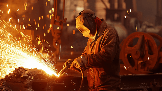 钢厂摄影照片_工厂里的焊工工人45