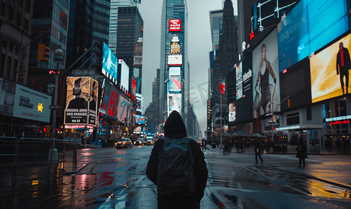 曼哈顿摄影照片_纽约百老汇和时代广场