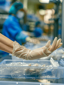 复工疫情防控摄影照片_2020年2月医用一次性手套工厂加急生产