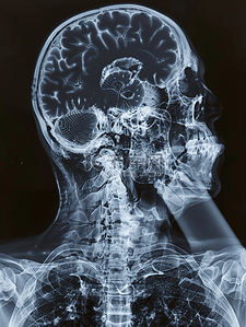 人体透视器官背景图片_大脑呼吸内科人体骨骼透视X光医学