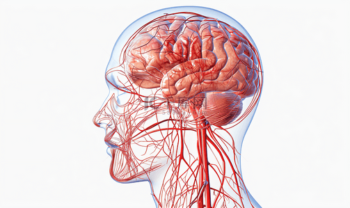 人体插画背景图片_大脑的动脉示意图和下面观医疗照片