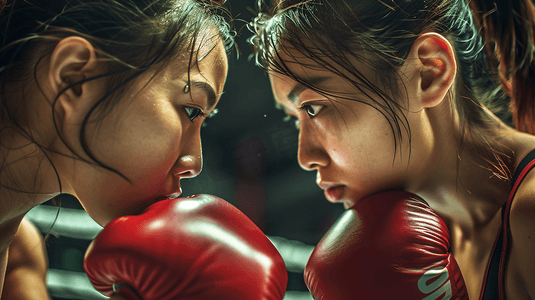 女性健身摄影照片_两女性在拳击台对打摄影3